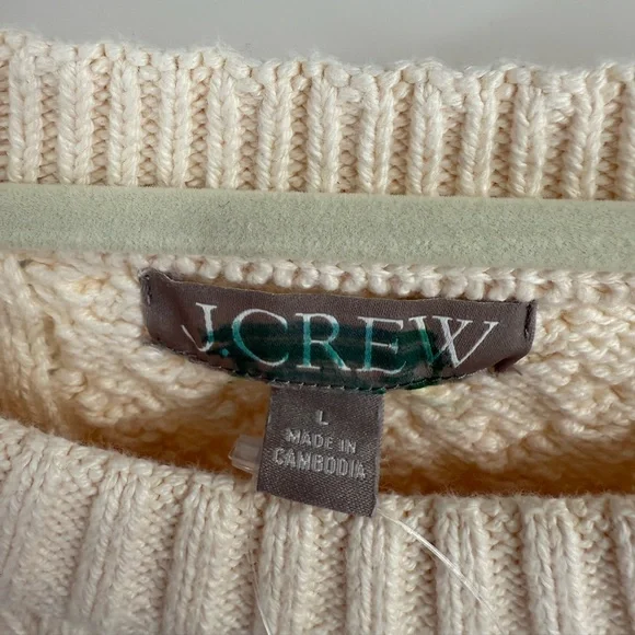 NWT J.Crew 100% Cotton Cable Knit Sweater Ivory Cream BS978 FA23 Pullover - Picture 8 of 10